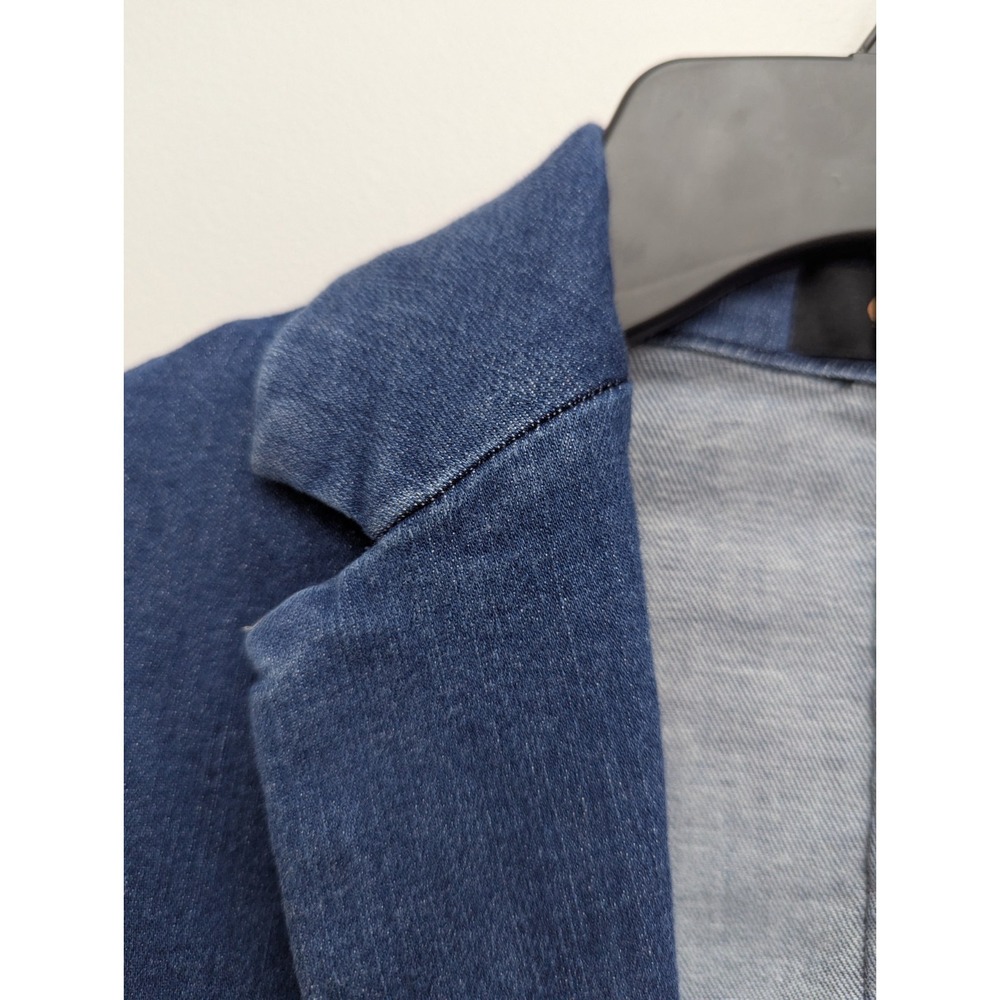C7 Quince Stretch Denim Blazer Women's Sz Med Slim Fit Stylish Work Casual - Picture 3 of 7